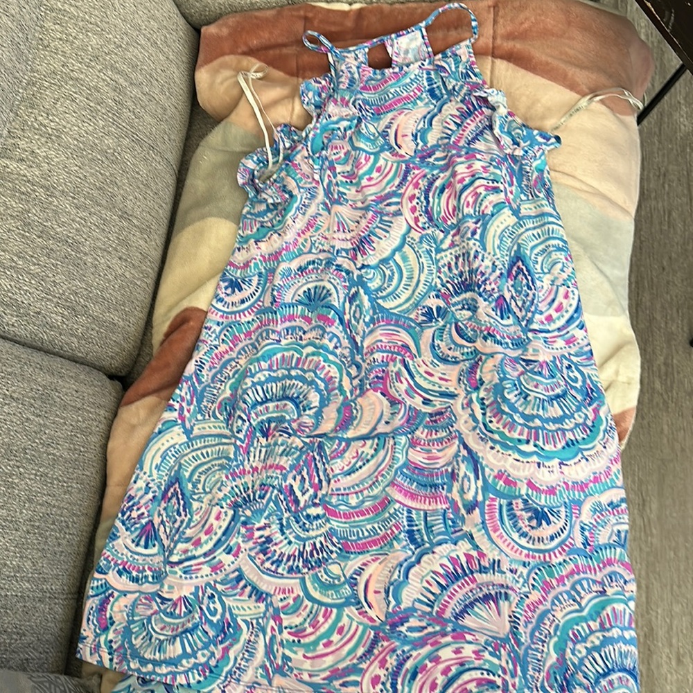 Lilly Pulitzer a line halter dress size xs blue and purple swirl print